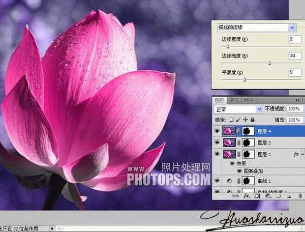 Photoshop将荷花特写图片打造出高清的暗紫色效果